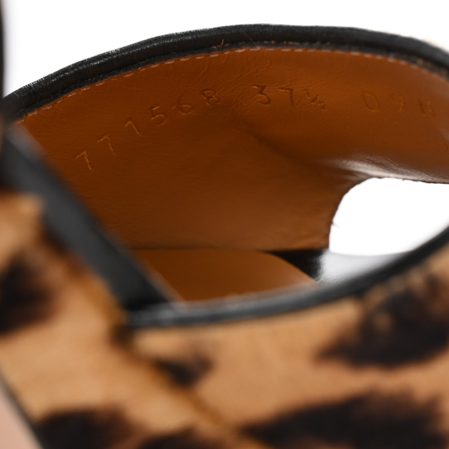 Calf Hair Leopard Print Horsebit 25/60mm Platform Sandals 37.5 Hazelnut Black