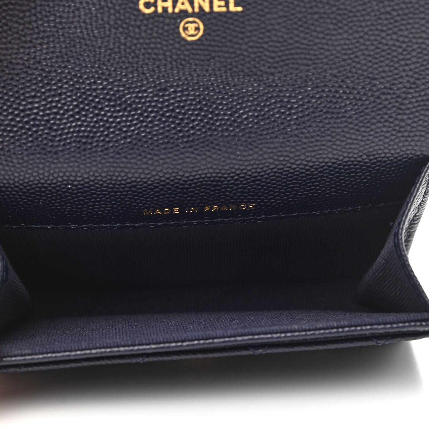 Caviar Quilted Flap Card Holder Wallet Dark Blue