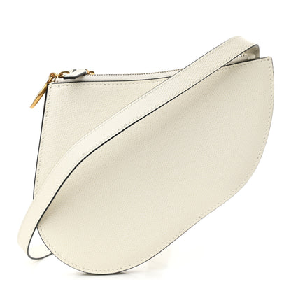 Christian Dior Grained Calfskin Saddle Pouch With Strap White 1 of 9