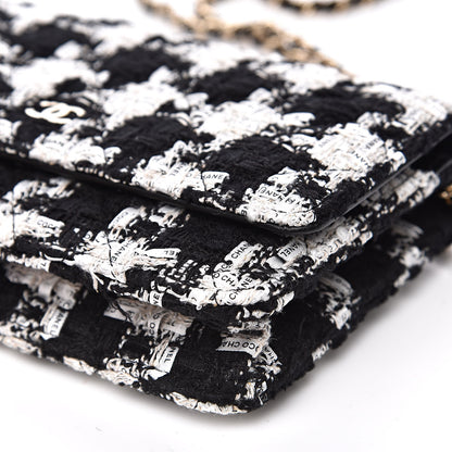 Chanel Tweed Quilted Wallet On Chain WOC Black Ecru White 10 of 11