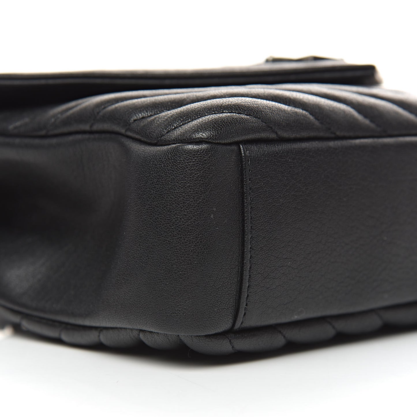 Sheepskin Matelasse Chevron Monogram Medium College Bag Black
