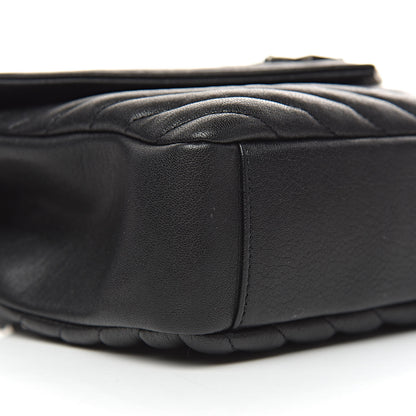 Saint Laurent Sheepskin Matelasse Chevron Monogram Medium College Bag Black 8 of 10