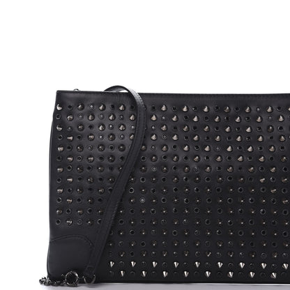 Christian Louboutin Calfskin Paris Spikes Strass Loubiposh Clutch Black Gun Jet 9 of 9