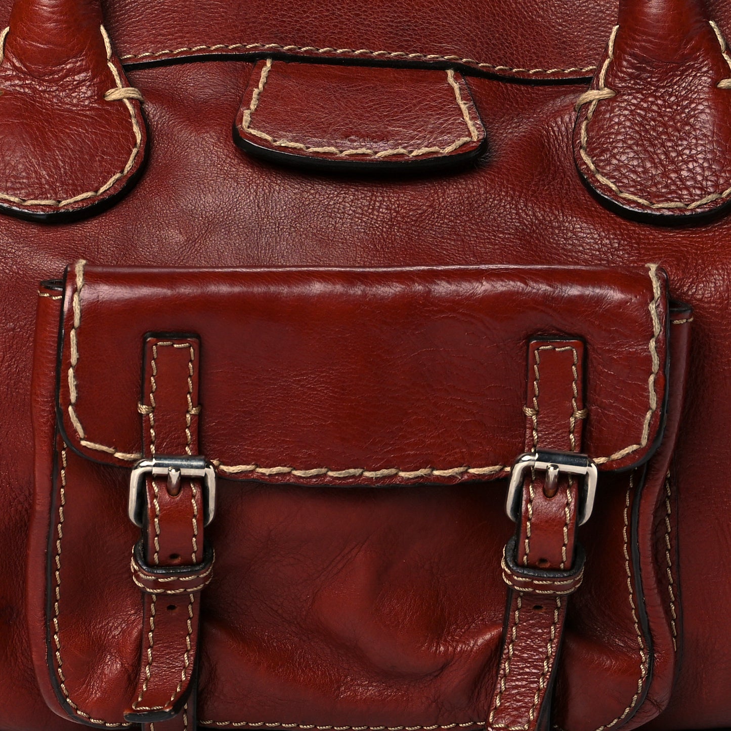 Calfskin Edith Satchel Sepia Brown