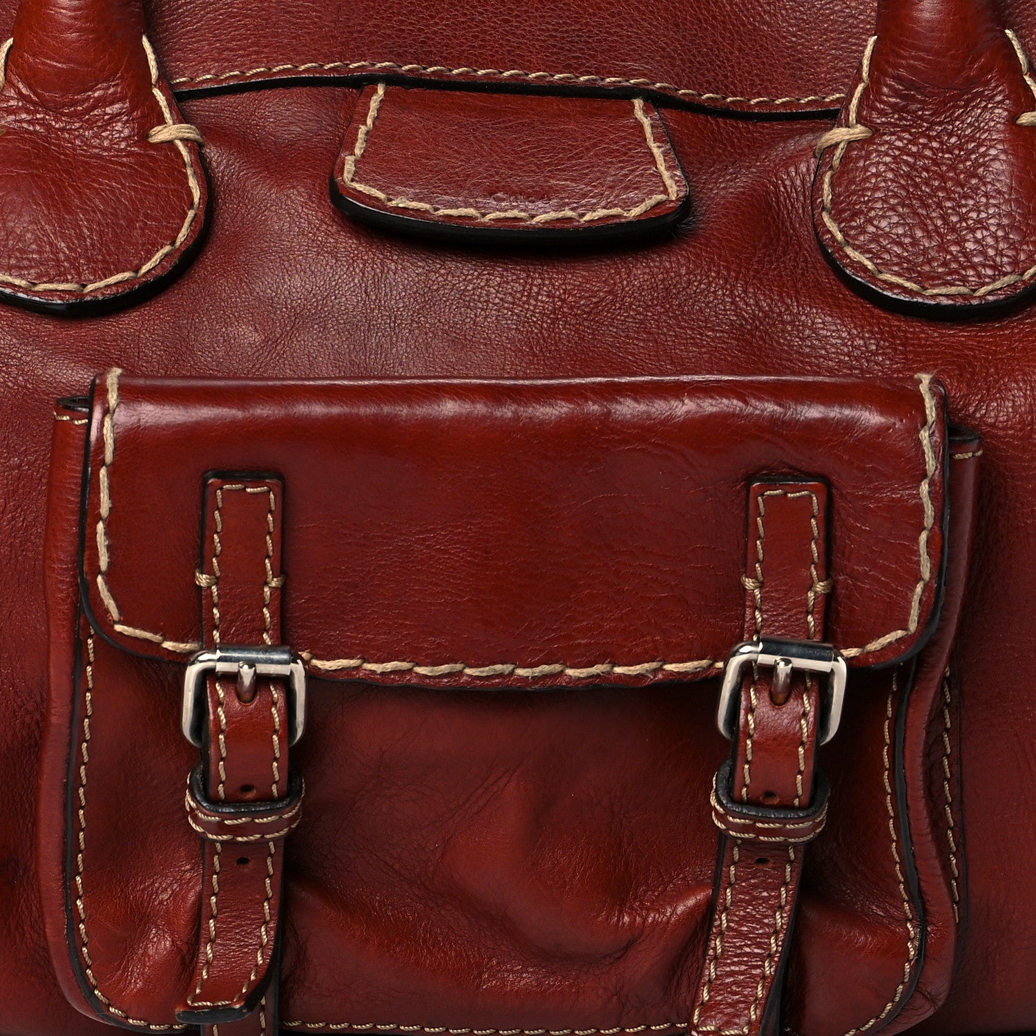 Chloe Calfskin Edith Satchel Sepia Brown 8 of 11
