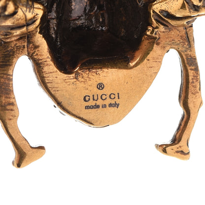Gucci Metal Crystal Pearl Bee Ring M Aged Gold 4 of 4