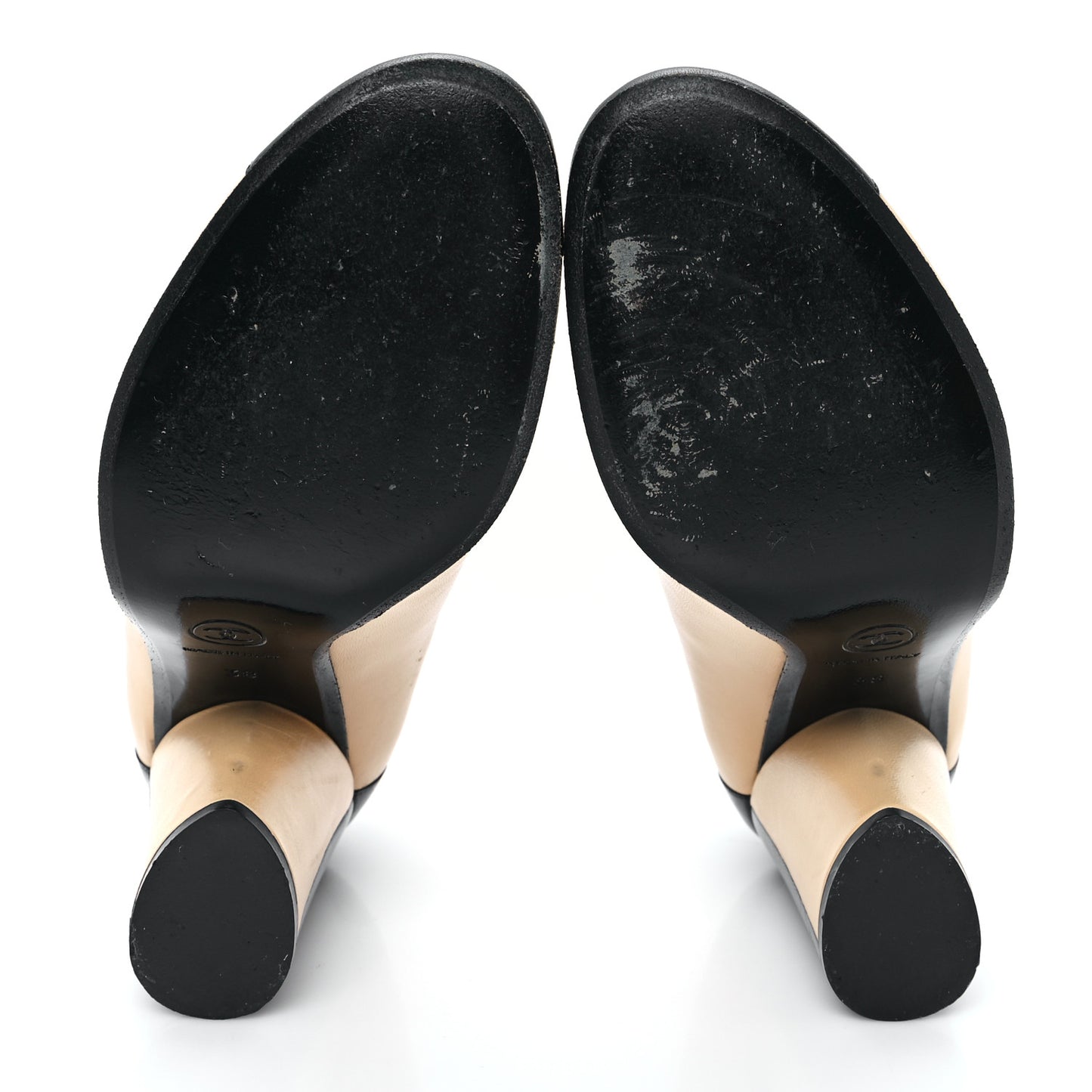 Lambskin Cap Toe CC Pumps 38 Beige Black