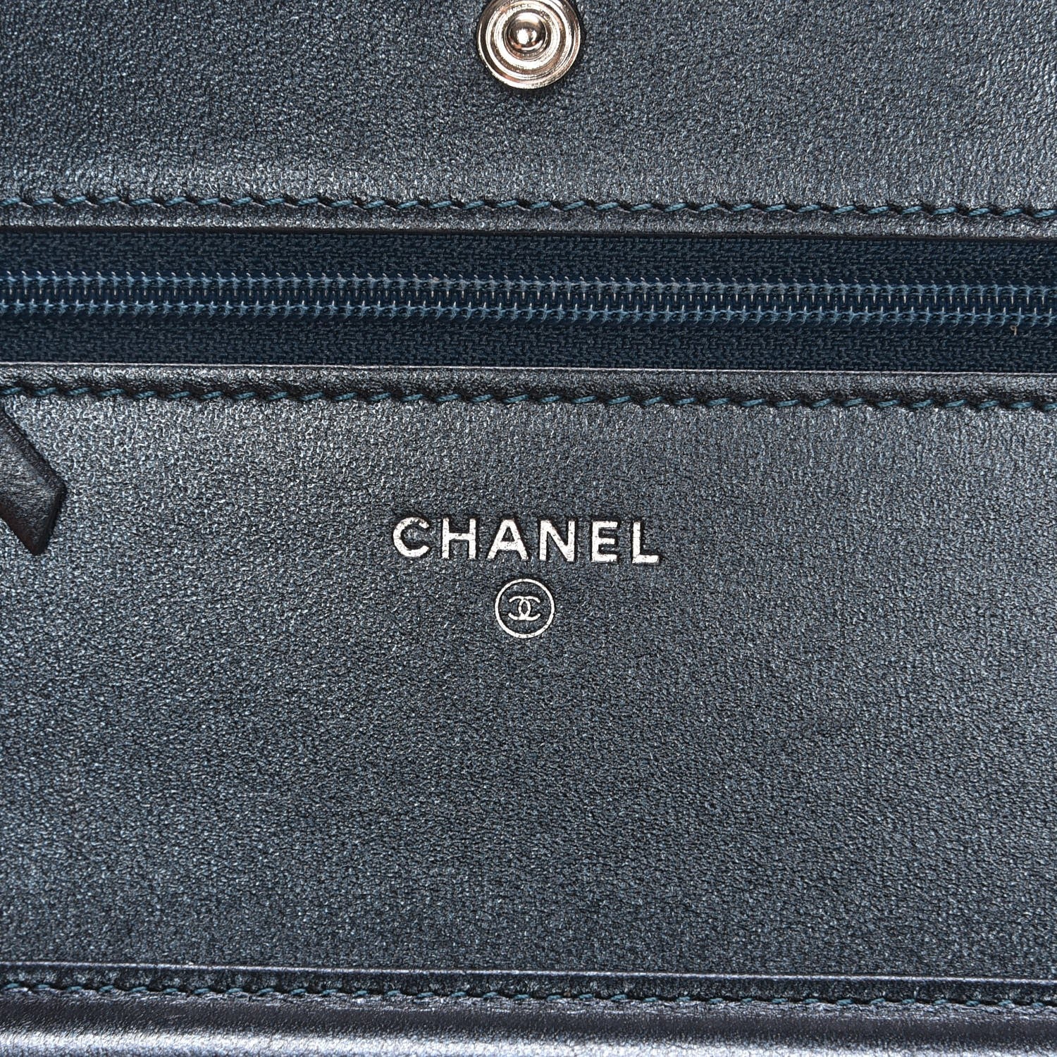 Chanel Iridescent Lizard Wallet on Chain WOC Blue 6 of 9