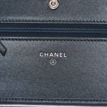 Chanel Iridescent Lizard Wallet on Chain WOC Blue 6 of 9