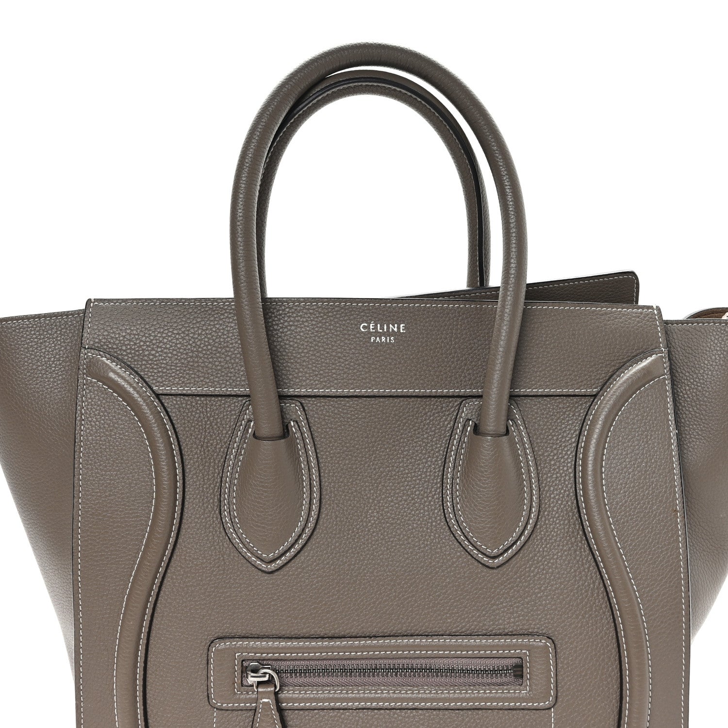 Celine Drummed Calfskin Mini Luggage Souris Souris 7 of 12