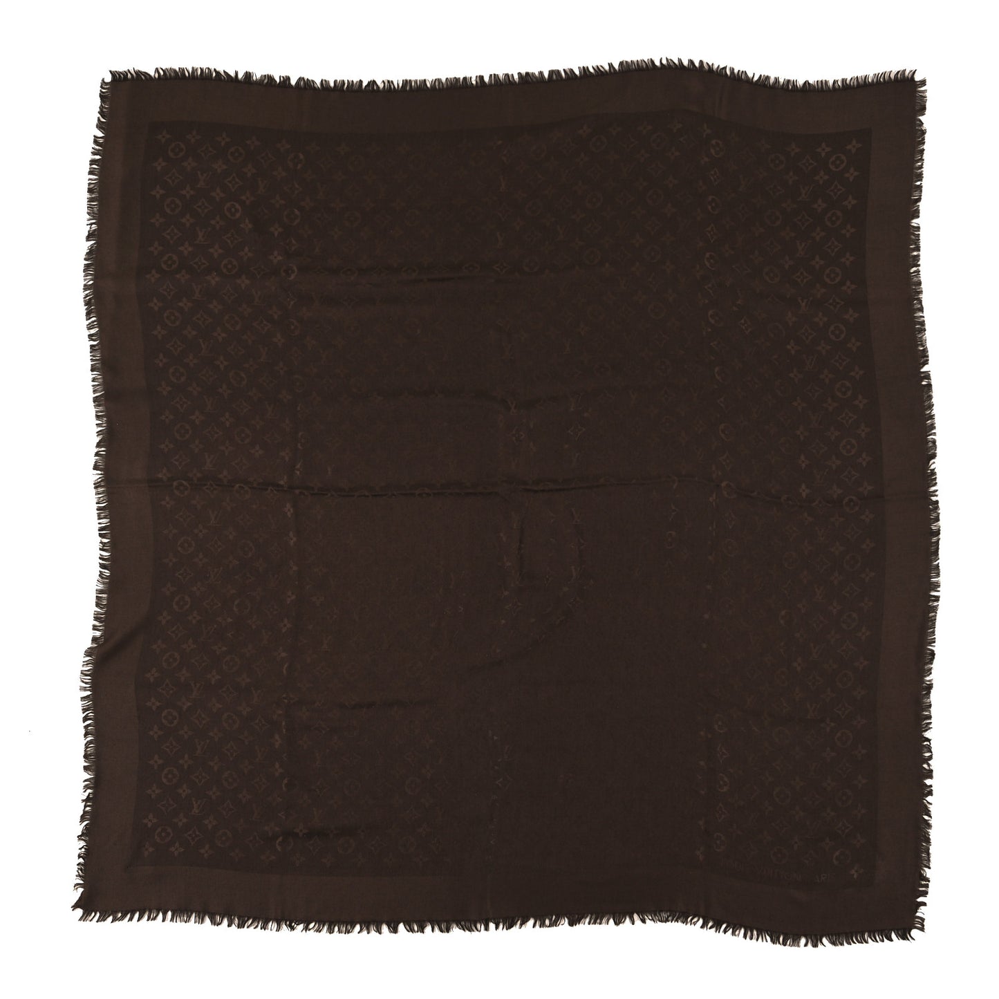 Silk Wool Monogram Shawl Brown