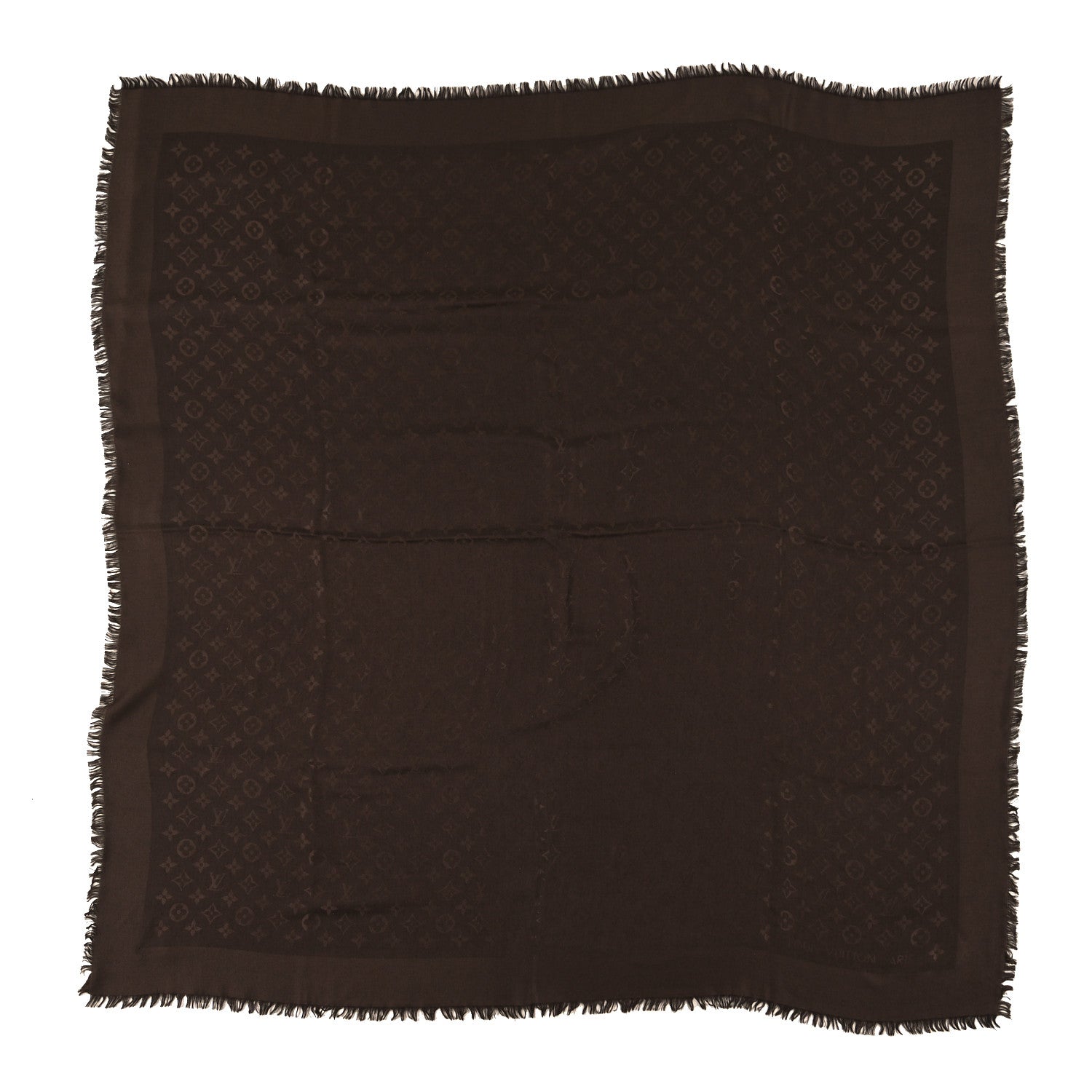 Louis Vuitton Silk Wool Monogram Shawl Brown 1 of 3
