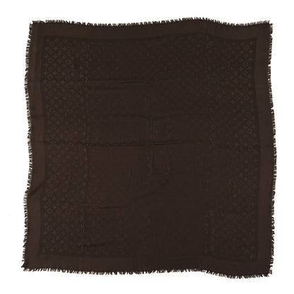 Louis Vuitton Silk Wool Monogram Shawl Brown 1 of 3