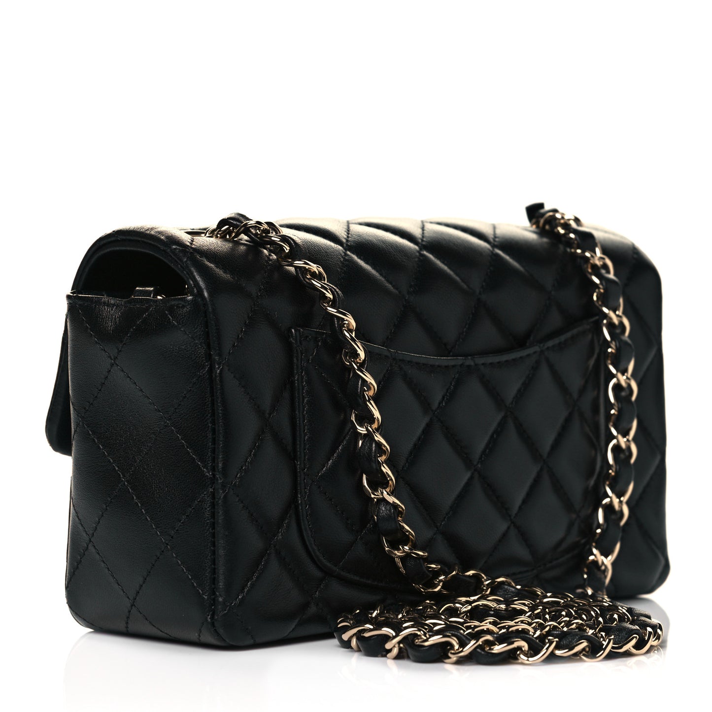 Lambskin Quilted Mini Rectangular Flap Black