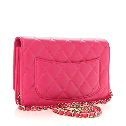Chanel Lambskin Quilted Wallet On Chain WOC Pink 3 of 13