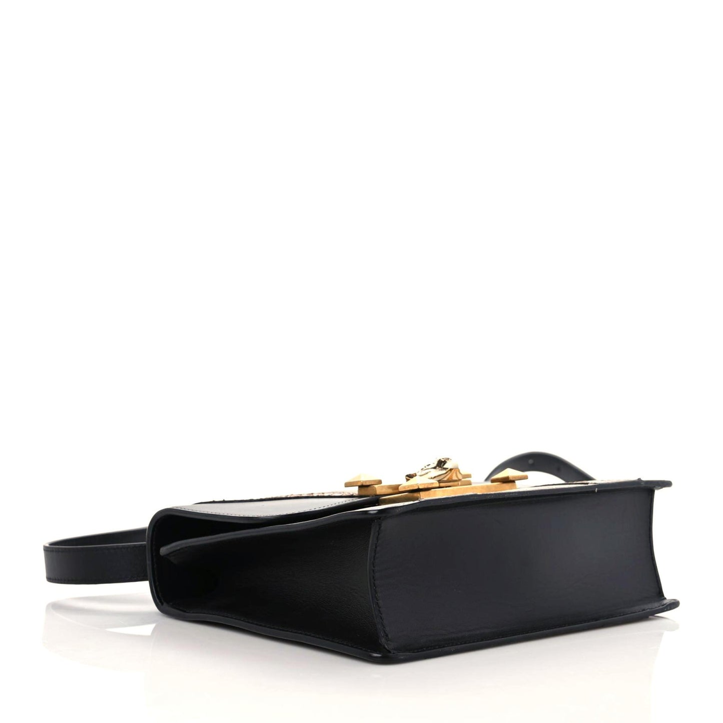 Nappa Elaphe GG Supreme Monogram Medium Osiride Shoulder Bag Black Bright Cuir Beige Ebony