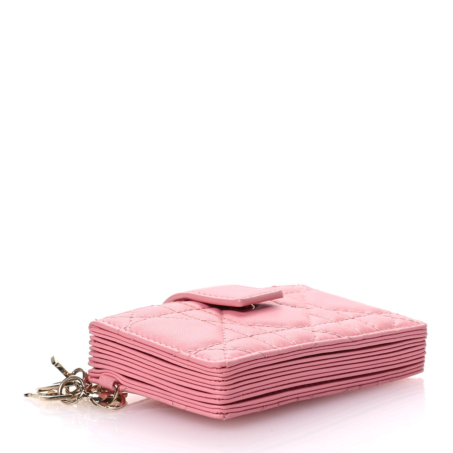 Lambskin Cannage Lady Dior 5-Gusset Card Holder Light Pink