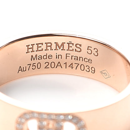 Hermes 18K Rose Gold Diamond PM H D'Ancre Ring 53 6.5 4 of 4
