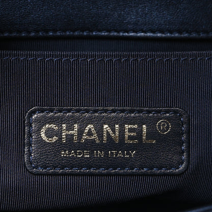 Chanel Lambskin Embossed Medium Boy Cube Flap Navy 6 of 13