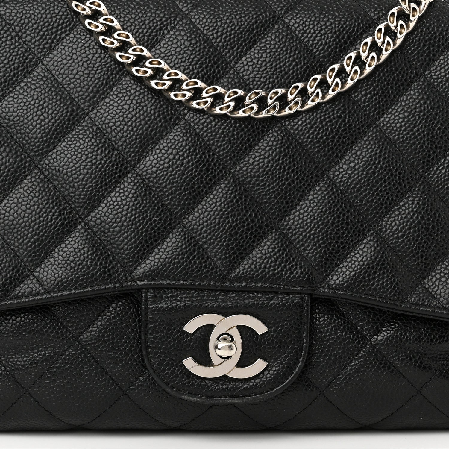 Chanel Caviar Quilted Jumbo Single Flap Bijoux Chain Black 8 of 12