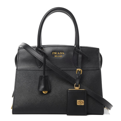 Prada Saffiano City Calfskin Small Esplanade Tote Black 1 of 12