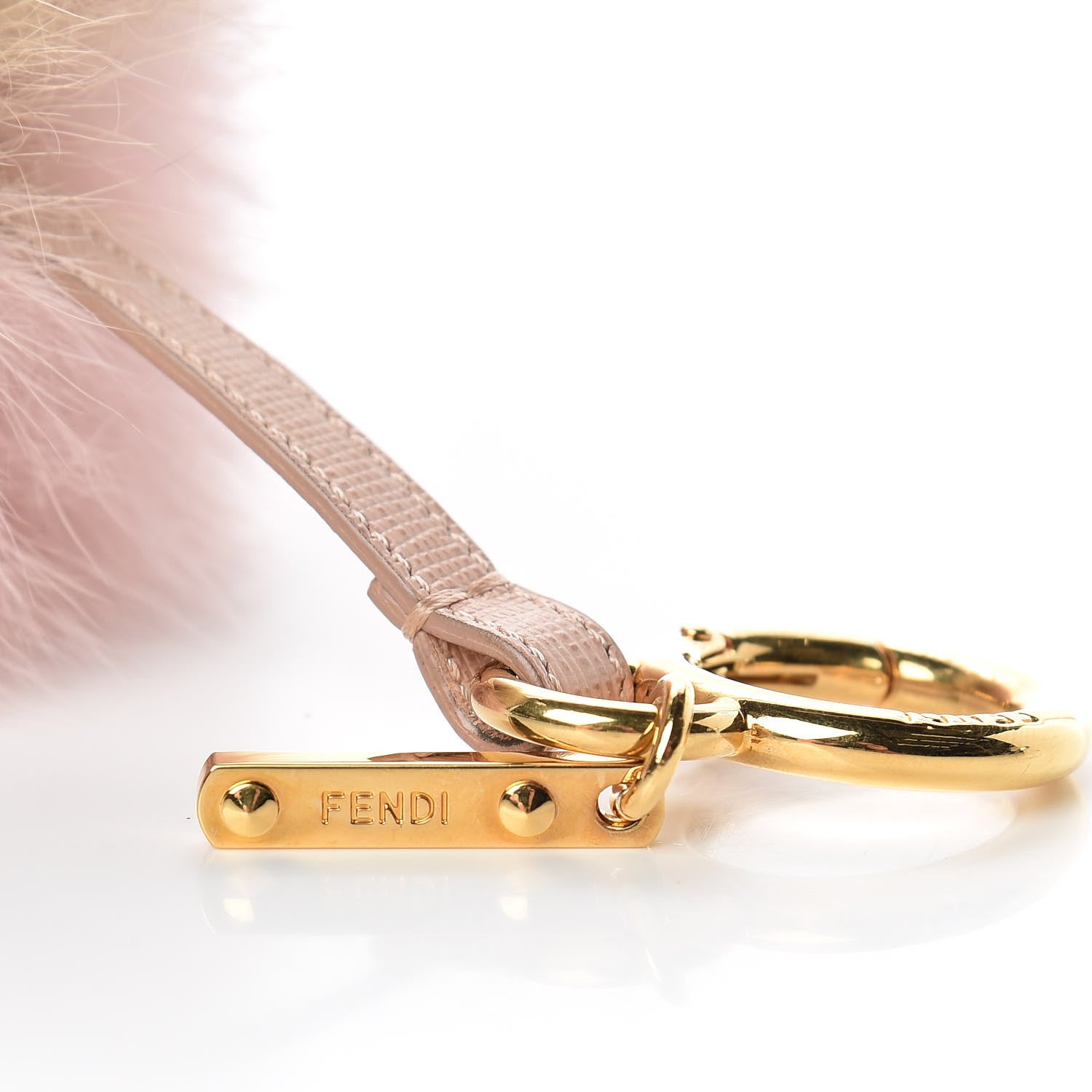 Fendi Fox Fur Vitello Elite Bi-Color Pom Pom Bag Charm Rosa Cammello Cipria 3 of 4