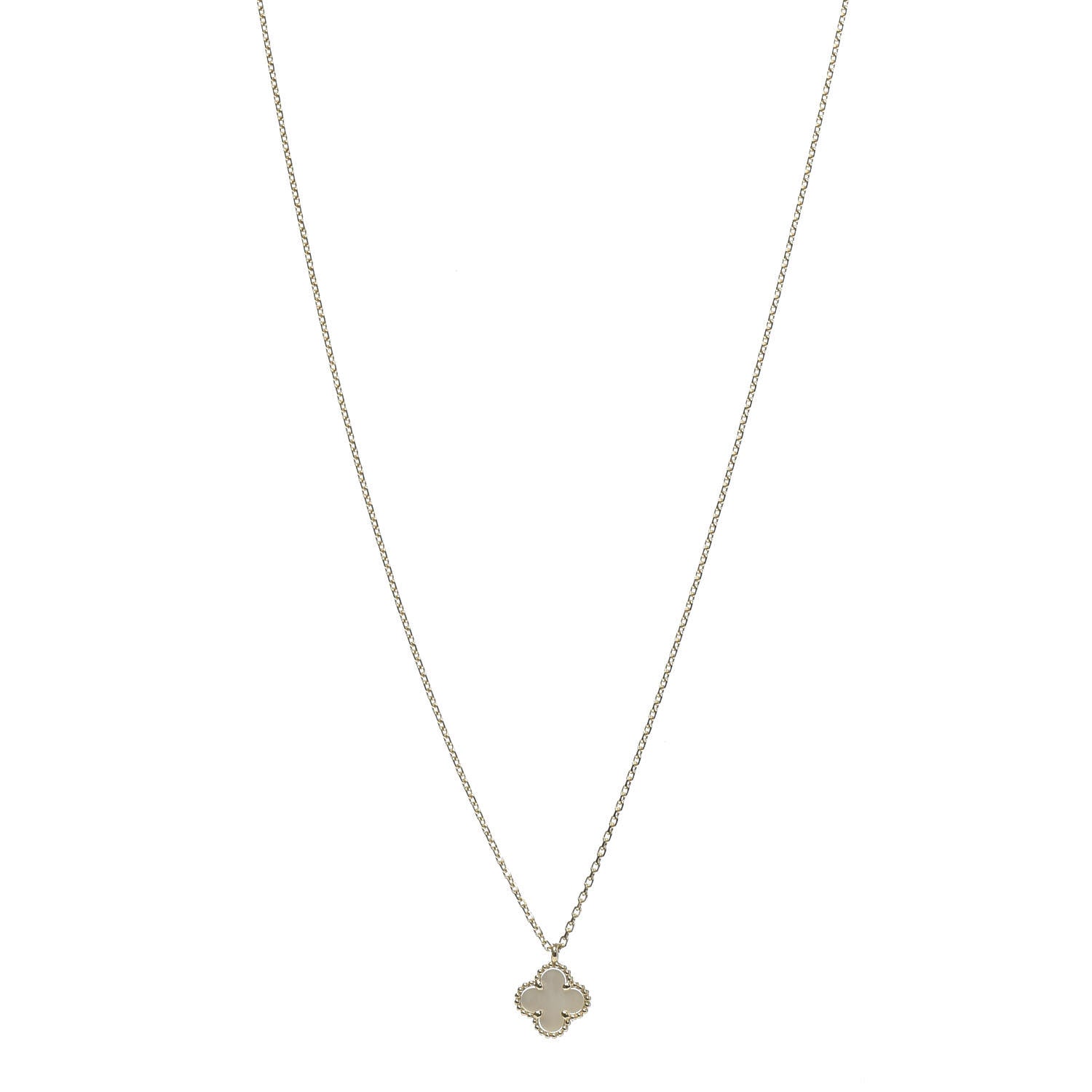 Van Cleef & Arpels 18K Yellow Gold Mother of Pearl Sweet Alhambra Pendant Necklace 1 of 5