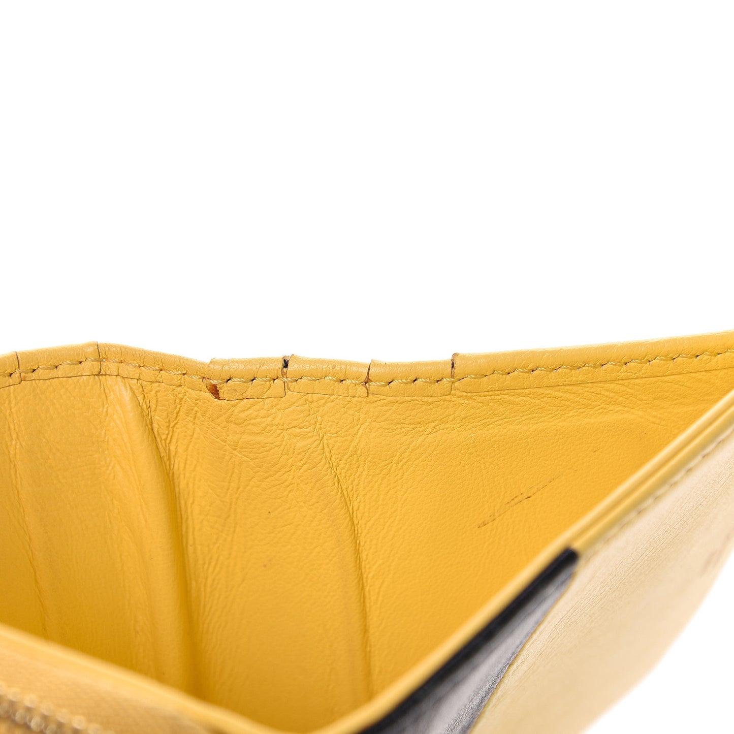 Lambskin Compact Wallet Sun Yellow Black