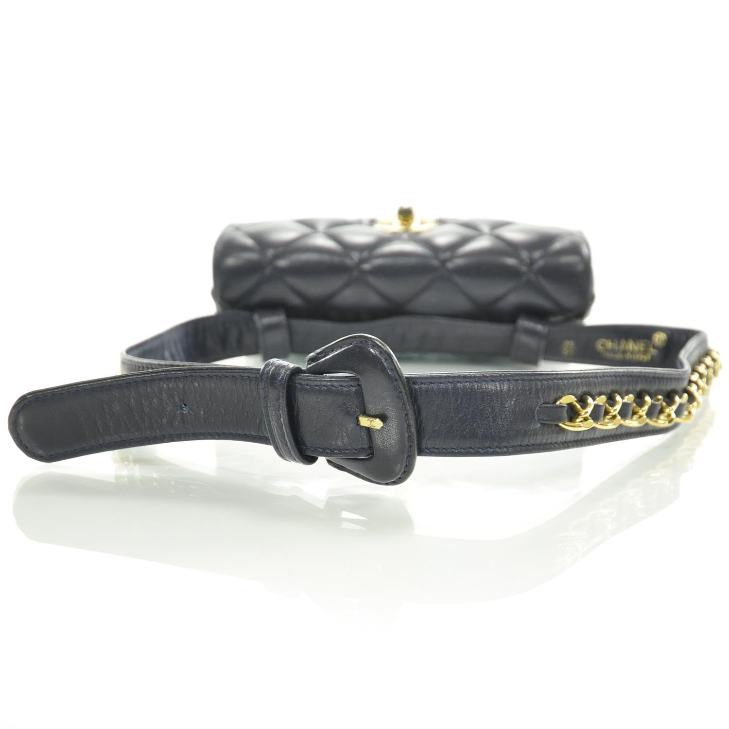 Chanel Lambskin Quilted Flap Belt Bag Navy 6 of 10