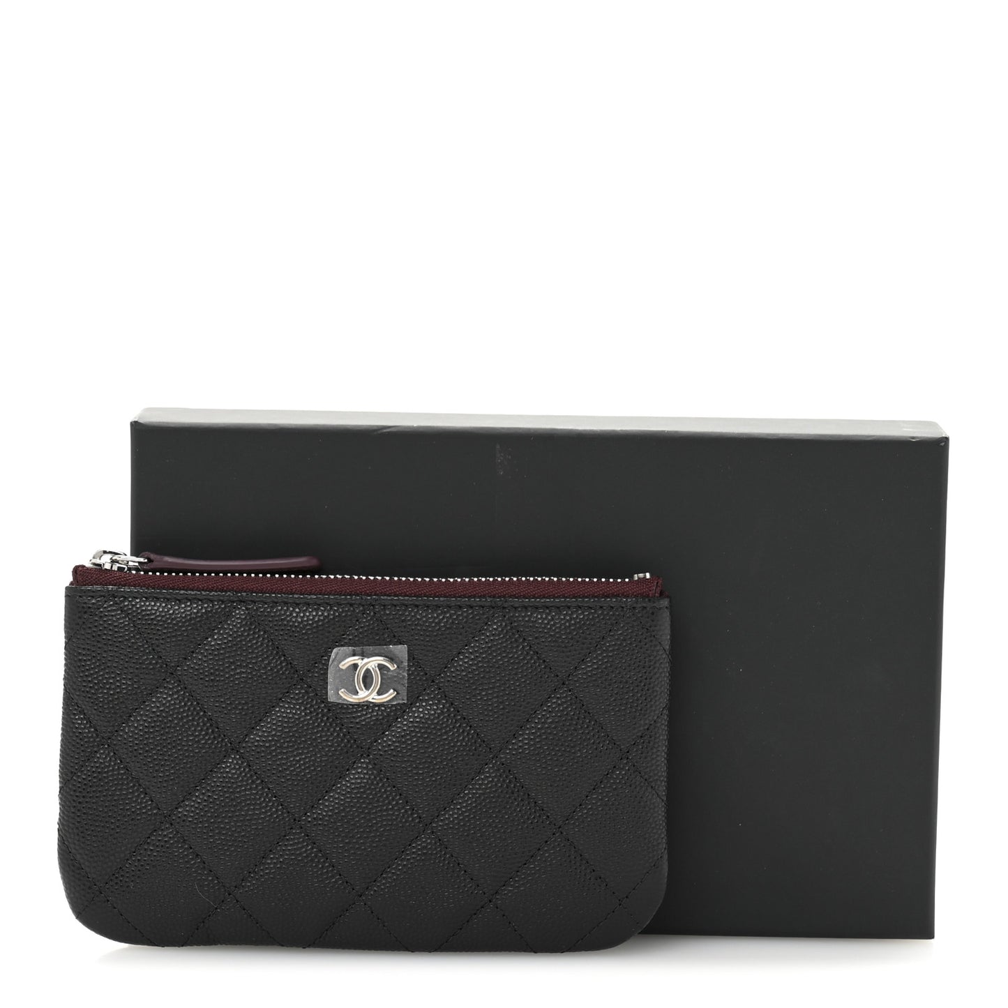 Caviar Quilted Small Cosmetic Case Black