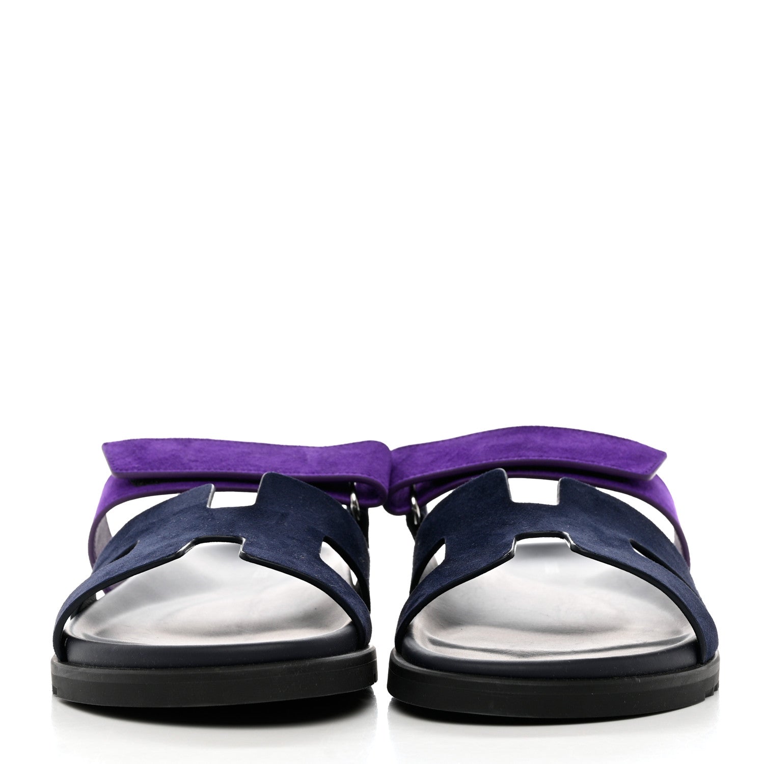 Hermes Suede Goatskin Womens Chypre Sandals 42 Marine Violet Majorette 2 of 9