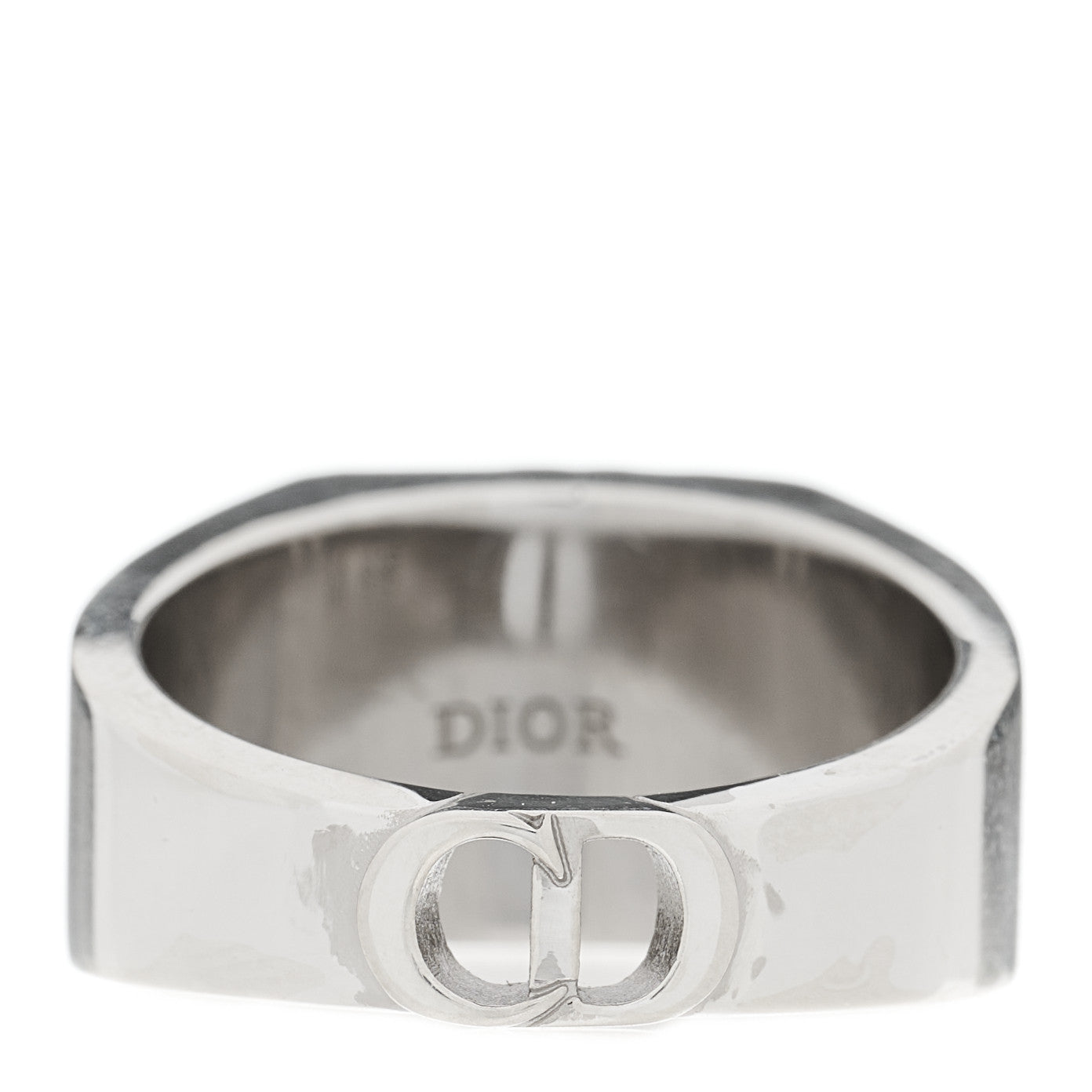 Christian Dior Sterling Silver Oblique Signet Ring 60 9 3 of 4