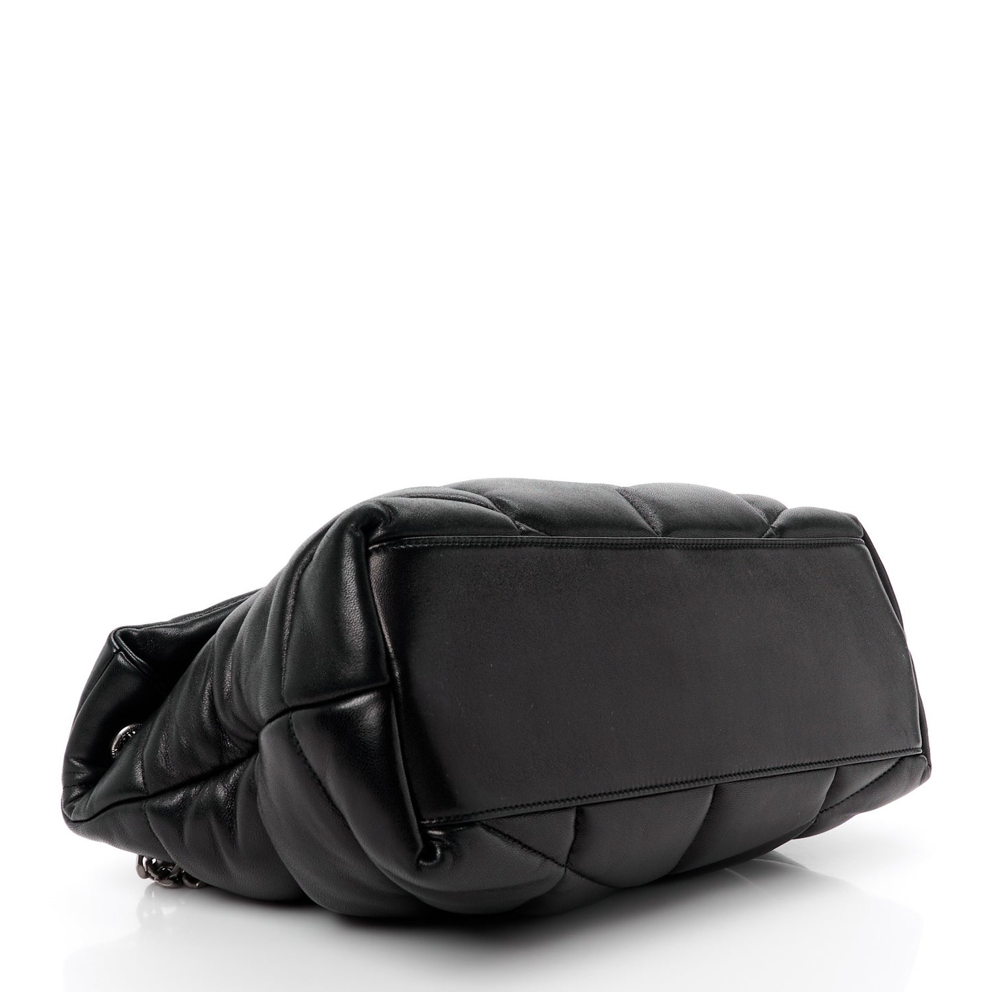 Lambskin Quilted Medium Loulou Puffer Monogram Chain Satchel Black