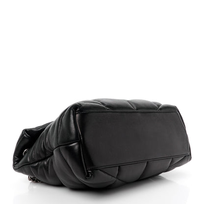 Saint Laurent Lambskin Quilted Medium Loulou Puffer Monogram Chain Satchel Black 4 of 11