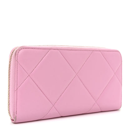 Chanel Lambskin Quilted Chanel 19 Zipped Wallet Light Pink 3 of 15