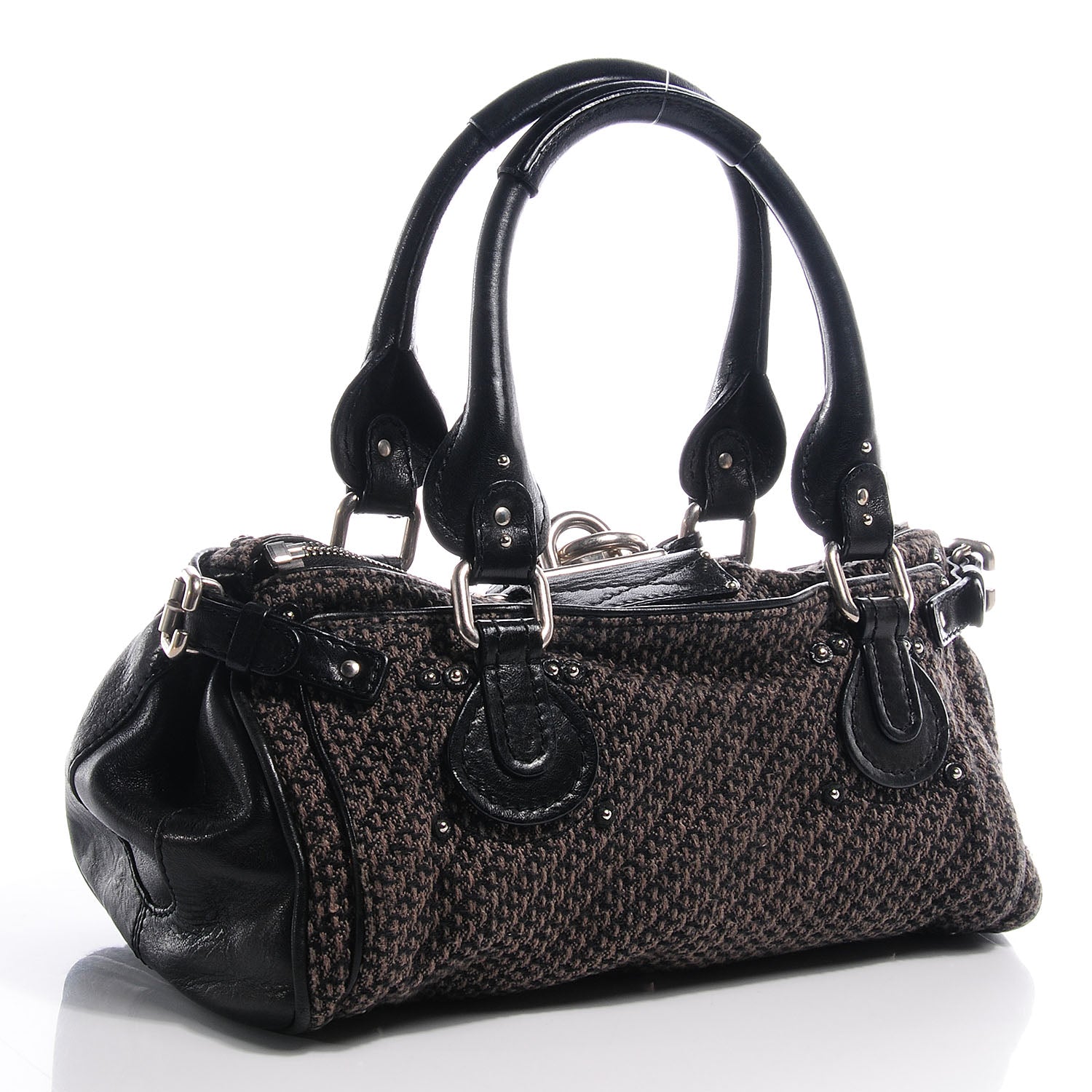 Chloe Leather Tweed Paddington Satchel Black 3 of 7