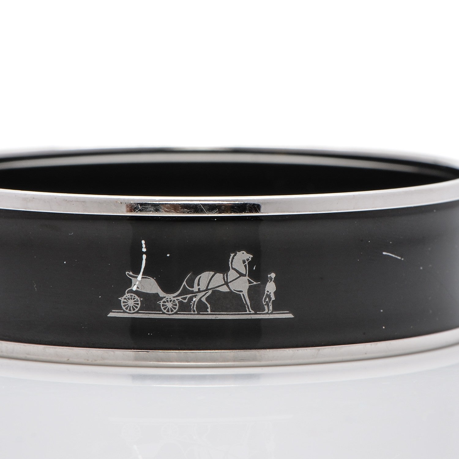 Hermes Enamel Printed Wide Caleche Bracelet 62 Black 7 of 7