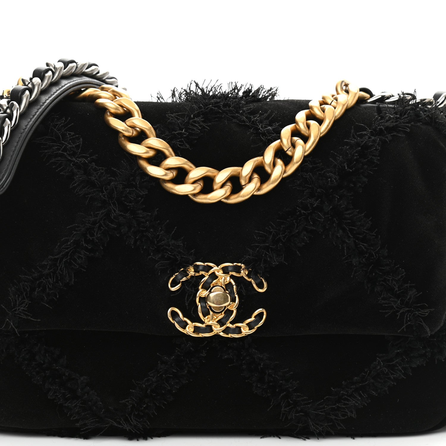 Chanel Cotton Canvas Quilted Medium Chanel 19 Flap Black 8 of 10