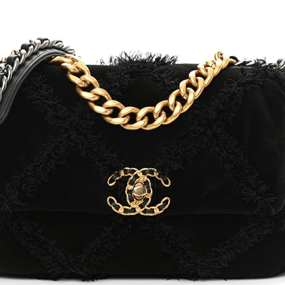 Chanel Cotton Canvas Quilted Medium Chanel 19 Flap Black 8 of 10