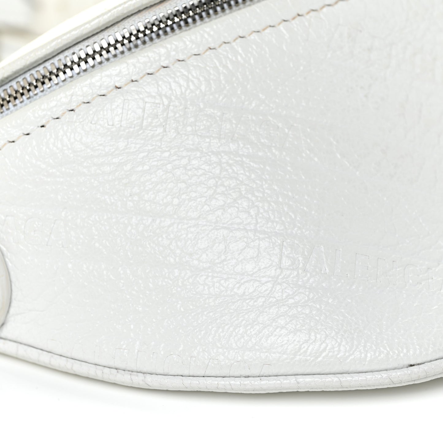 Shiny Goatskin Allover Logo Embossed XXS Souvenir Belt Bag White
