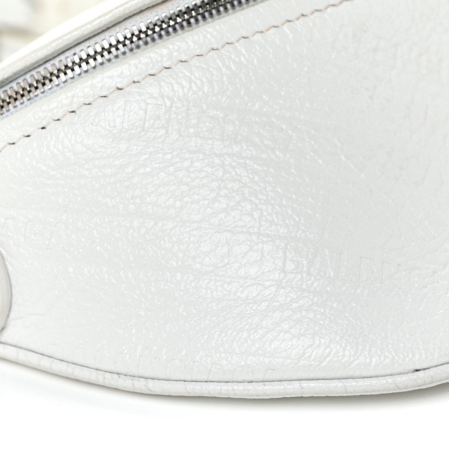 Balenciaga Shiny Goatskin Allover Logo Embossed XXS Souvenir Belt Bag White 8 of 9