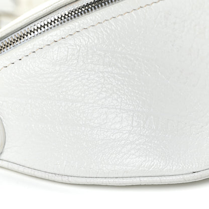 Balenciaga Shiny Goatskin Allover Logo Embossed XXS Souvenir Belt Bag White 8 of 9