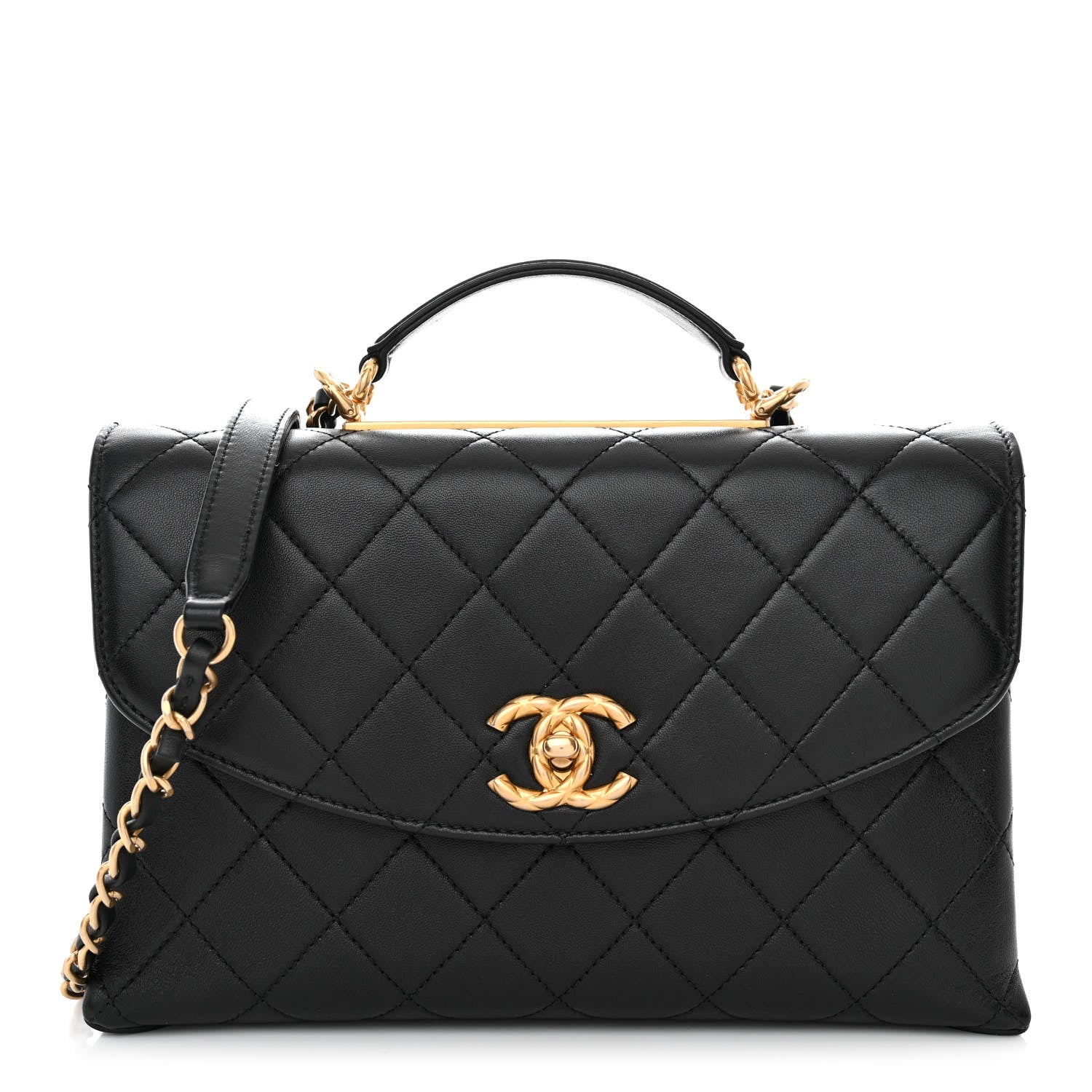 Chanel Lambskin Quilted Large Trendy Spirit Top Handle Bag Black 1 of 11
