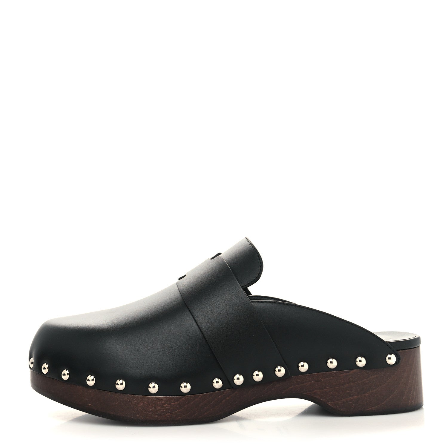 Hermes Calfskin Calya Mules 38 Black 1 of 8