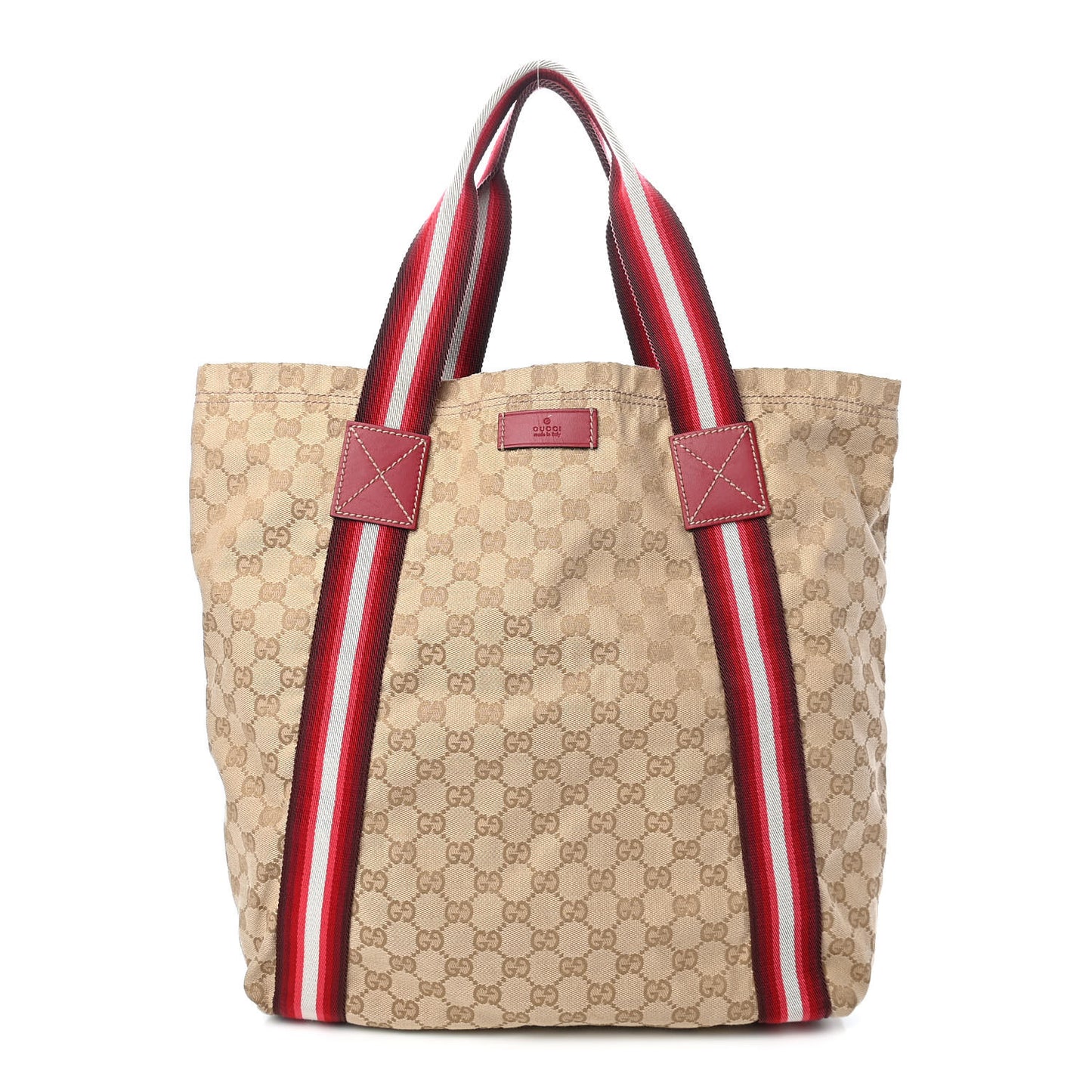 GG Monogram Medium Web Handle Vertical Tote Red