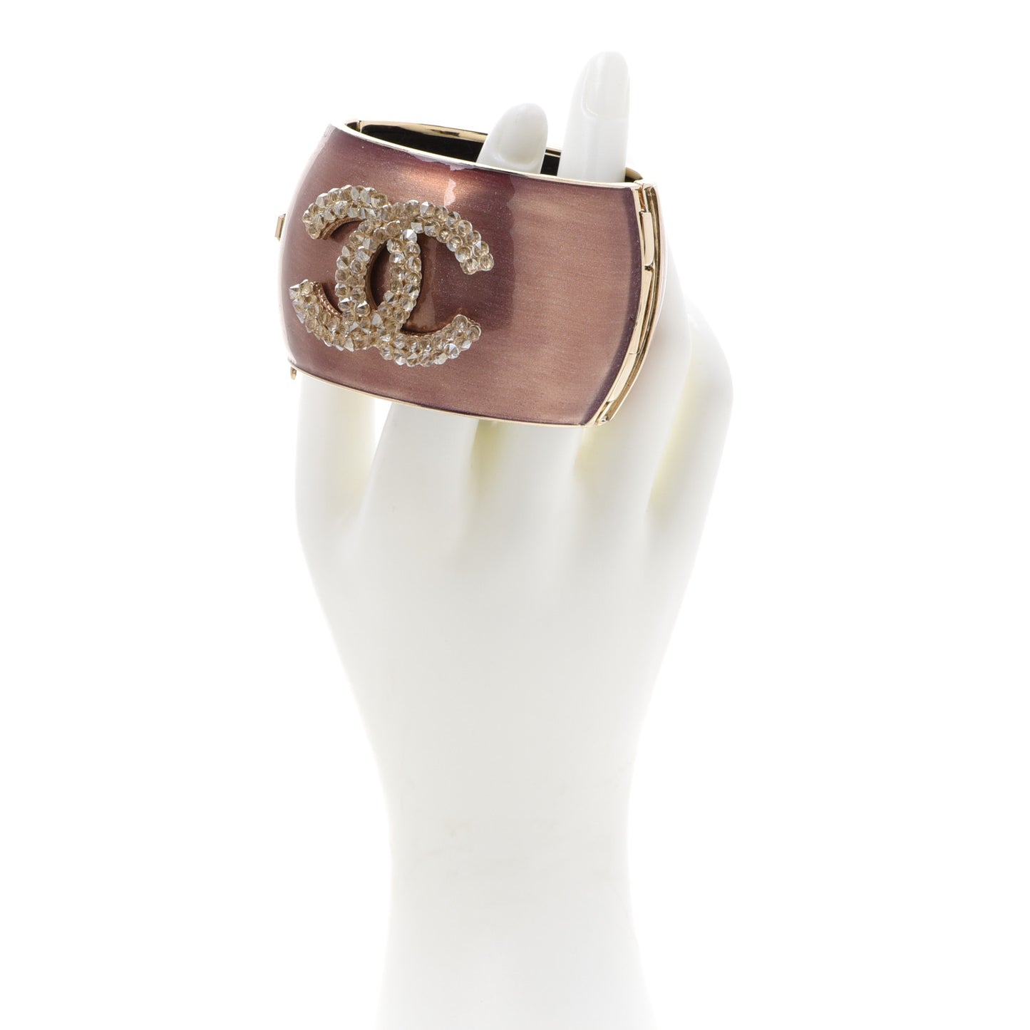 Resin Enamel Crystal CC Cuff Pink Gold