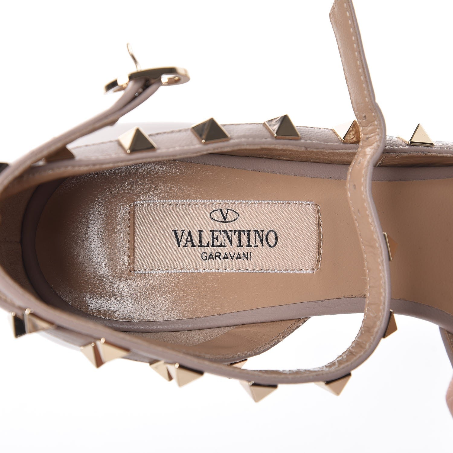 Valentino Garavani Patent Rockstud Ankle Strap d'Orsay Open Toe Pumps 36 Poudre 7 of 8