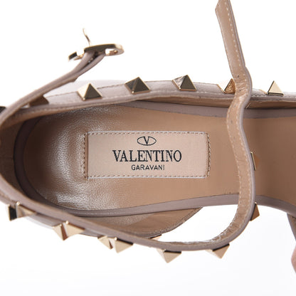 Valentino Garavani Patent Rockstud Ankle Strap d'Orsay Open Toe Pumps 36 Poudre 7 of 8