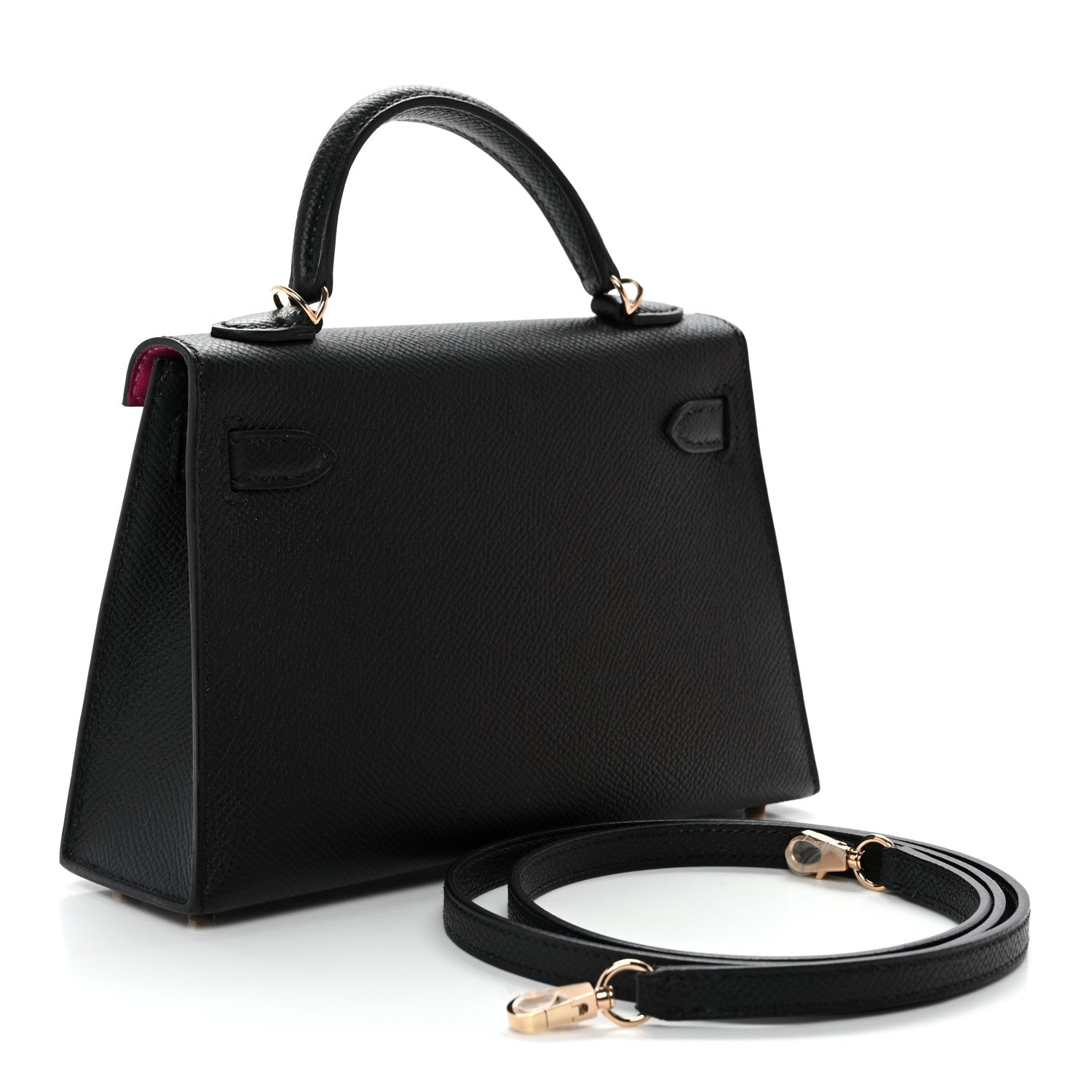 Hermes Epsom Horseshoe Mini Kelly Sellier 20 Black Rose Pourpre 2 of 9