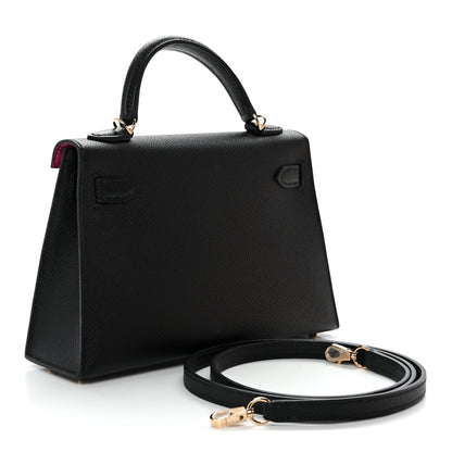 Hermes Epsom Horseshoe Mini Kelly Sellier 20 Black Rose Pourpre 2 of 9